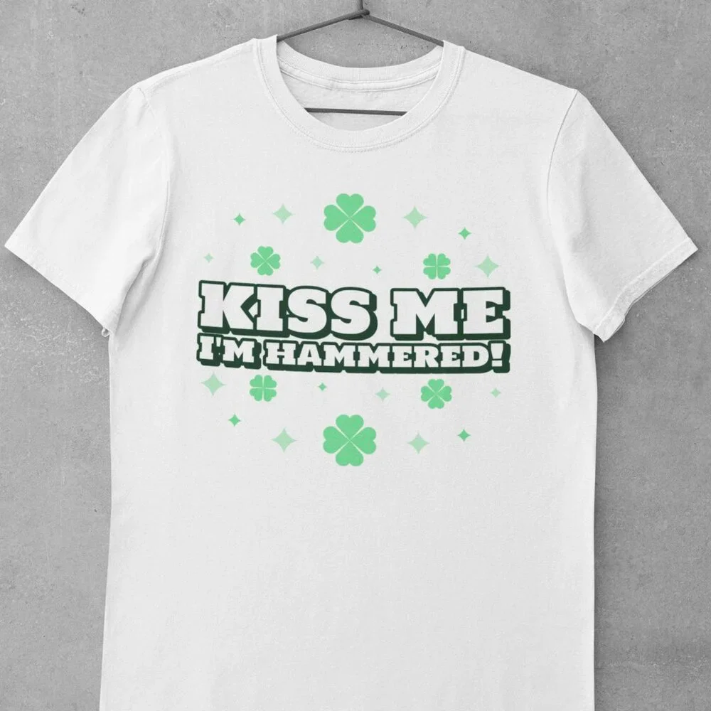 Kiss Me I’m Hammered! Graphic Tee Funny St. Patrick’s Day Shirt - Picture 2 of 3